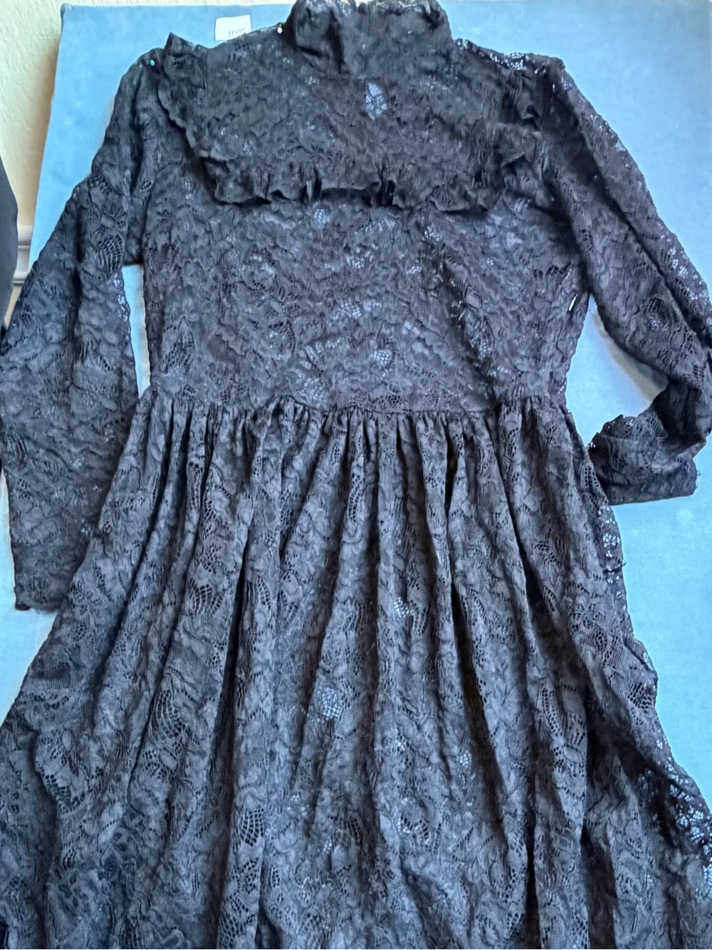 adL Dress Size XL Black Lace Long-Sleeve Dress with High Neck